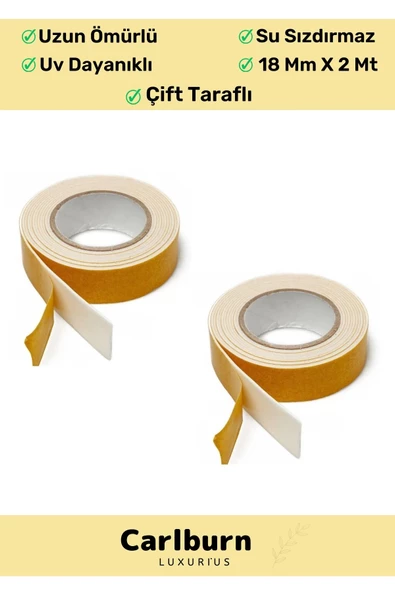 Süper Güçlü Uzun Ömürlü Kuvvetli Yapışkan Kolay Uygulanır İz Bırakmaz Çift Taraflı Köpük Bant 3 Adet - Resim 2