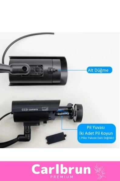 Özel Ev Apartman Bahçe İş Yeri Gece Görüşlü Pilli Ledli Caydırıcı Sahte Güvenlik Kamerası 5'li Set - 3