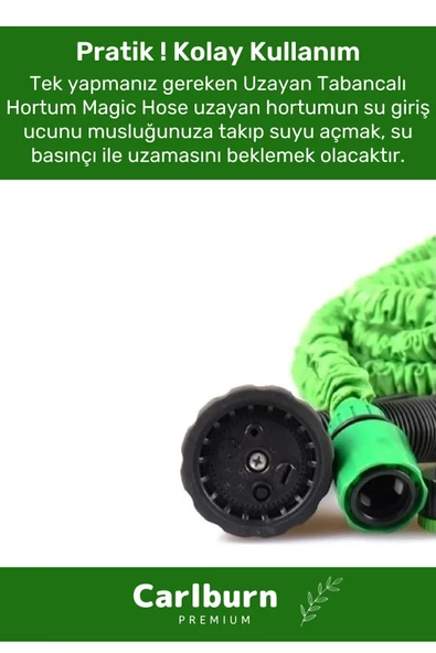 Özel Üretim Dolaşmaz Kırılmaz 7 Kademeli Uzayan Bahçe Sulama Araç Yıkama Tabancalı 22,5 Metre Hortum - 5