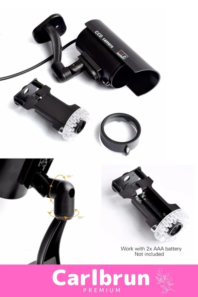 Özel Ev Apartman Bahçe İş Yeri Gece Görüşlü Pilli Ledli Caydırıcı Sahte Güvenlik Kamerası 5'li Set - 2