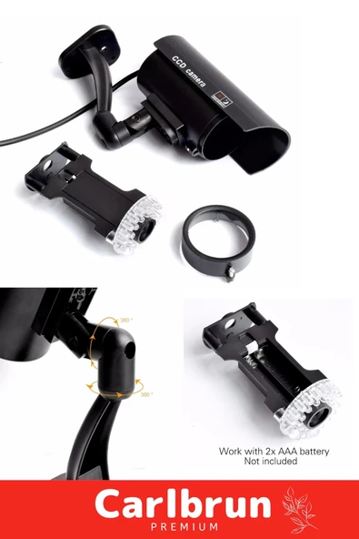 Özel Ev Apartman Bahçe İş Yeri Gece Görüşlü Pilli Ledli Caydırıcı Sahte Güvenlik Kamerası 3'lü Set - 5