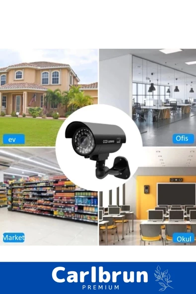 Özel Ev Apartman Bahçe İş Yeri Gece Görüşlü Pilli Ledli Caydırıcı Sahte Güvenlik Kamerası 4'lü Set - 3