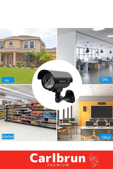 Özel Ev Apartman Bahçe İş Yeri Gece Görüşlü Pilli Ledli Caydırıcı Sahte Güvenlik Kamerası 3'lü Set - 4