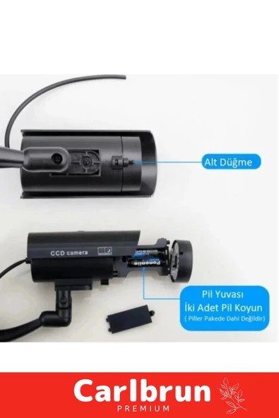 Özel Ev Apartman Bahçe İş Yeri Gece Görüşlü Pilli Ledli Caydırıcı Sahte Güvenlik Kamerası 3'lü Set - 3