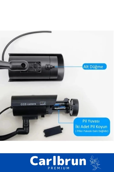 Özel Ev Apartman Bahçe İş Yeri Gece Görüşlü Pilli Ledli Caydırıcı Sahte Güvenlik Kamerası 4'lü Set - 2