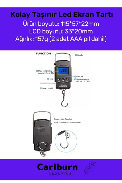 Deluxe Lcd Ekran Seyahat Bavul Ağırlık Tartı Dijital Çok Amaçlı Taşınabilir Bagaj Tartısı Max 50 Kg - 2