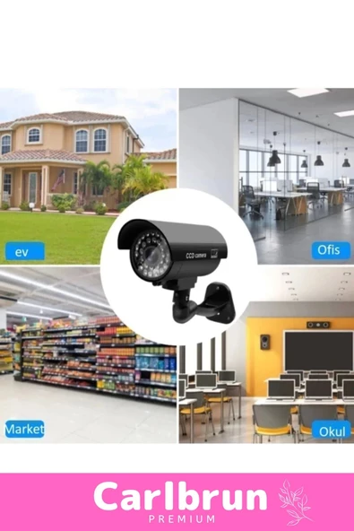 Özel Ev Apartman Bahçe İş Yeri Gece Görüşlü Pilli Ledli Caydırıcı Sahte Güvenlik Kamerası 5'li Set - 4