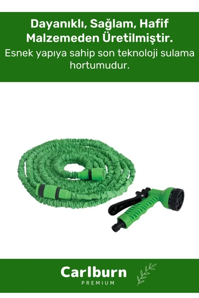 Özel Üretim Dolaşmaz Kırılmaz 7 Kademeli Uzayan Bahçe Sulama Araç Yıkama Tabancalı 22,5 Metre Hortum - 2