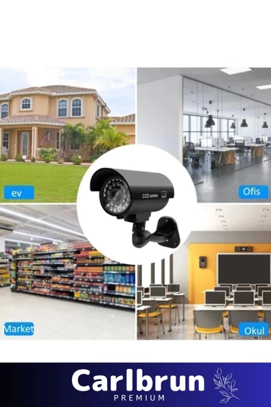 Özel Ev Apartman Bahçe İş Yeri Gece Görüşlü Pilli Ledli Caydırıcı Sahte Güvenlik Kamerası 2'li Set - 2