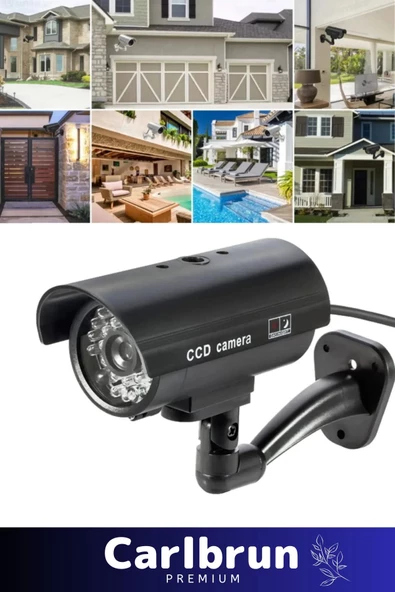 Özel Ev Apartman Bahçe İş Yeri Gece Görüşlü Pilli Ledli Caydırıcı Sahte Güvenlik Kamerası 2'li Set - 6