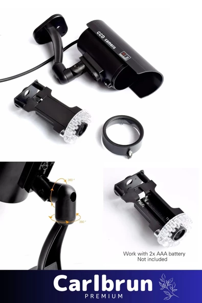 Özel Ev Apartman Bahçe İş Yeri Gece Görüşlü Pilli Ledli Caydırıcı Sahte Güvenlik Kamerası 2'li Set - 4