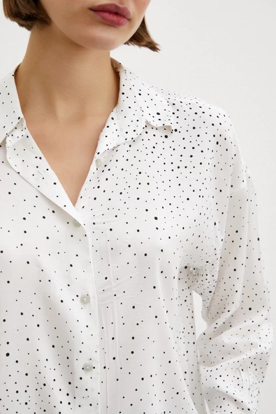 Puantiyeli Gömlek Beyaz - Resim 4