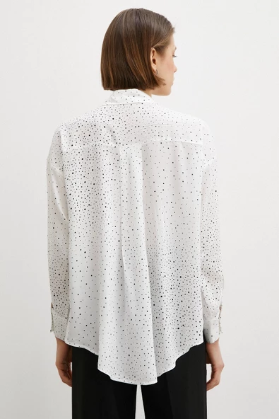 Puantiyeli Gömlek Beyaz - Resim 2
