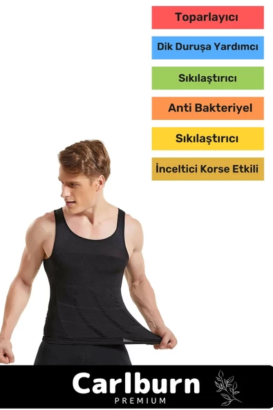 Yeni Sezon Bel Göğüs Dik Duruş Jinekomasti Toparlayıcı Erkek Extra Göbek Sıkılaştırıcı Korse Atlet - 2