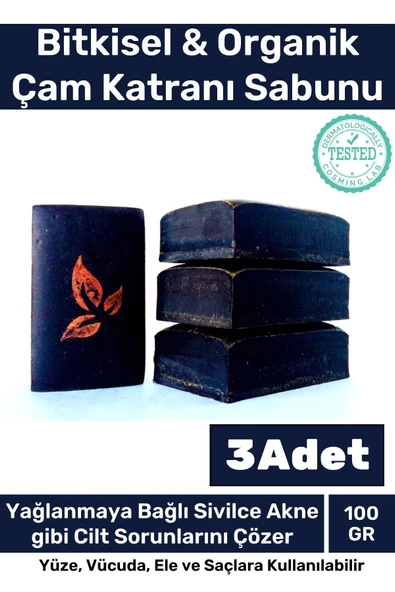 Özel Üretim %100 Doğal Koku Yüz Cilt Beyazlatıcı Organik Nemlendirici Çam Katranı Sabunu 3 Adet