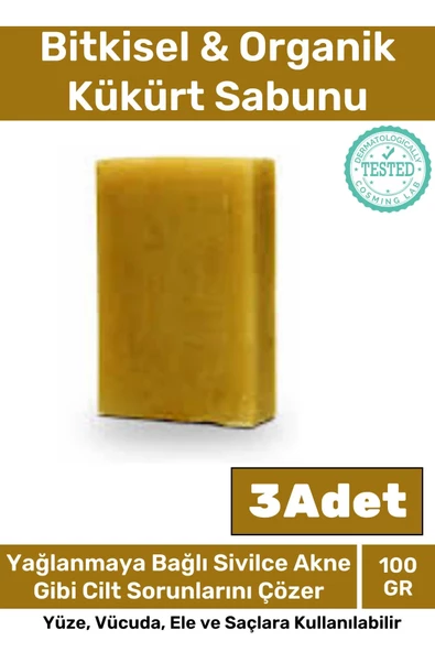 Özel Üretim %100 Doğal Koku Yüz Cilt Beyazlatıcı Organik Nemlendirici Kükürt Sabunu 3 Adet ürün görseli 1