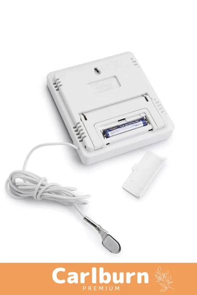 Özel Üretim Sıcak Nem Ölçer Pilli Oda Beyaz Dijital Termometre Nem Sıcaklık Ölçer Masa Saati Alarm - 5