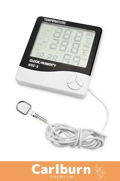 Özel Üretim Sıcak Nem Ölçer Pilli Oda Beyaz Dijital Termometre Nem Sıcaklık Ölçer Masa Saati Alarm - 4