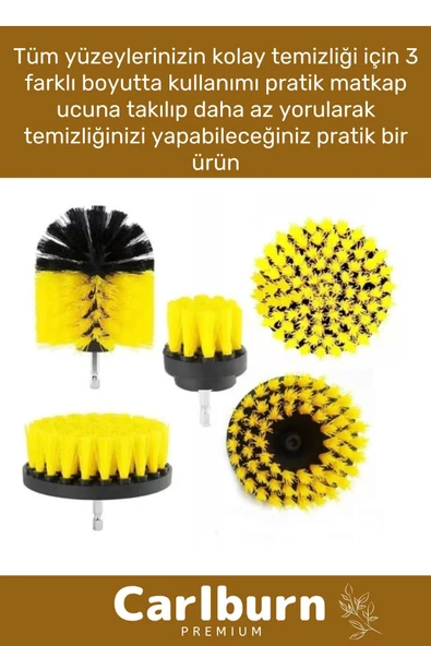 Özel Banyo Küvet Duşakabin Araba Tekerleği Koltuk Yıkama 3'lü Matkap Ucu Temizleme Fırçası Seti - 2