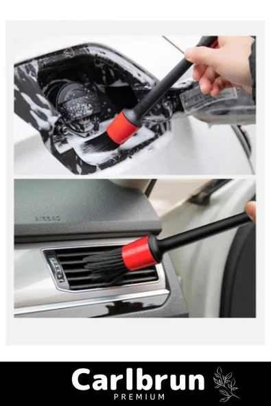 Premium Seri Pratik Islak Kuru Otomobil Oto Araç Araba Klima Temizlik Detay Fırçası 5+1 Set - 4