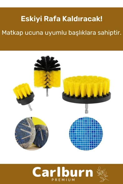 Özel Banyo Küvet Duşakabin Araba Tekerleği Koltuk Yıkama 3'lü Matkap Ucu Temizleme Fırçası Seti - 3