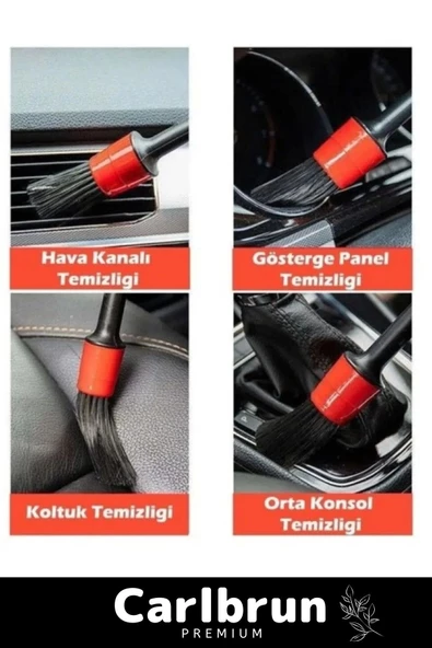 Premium Seri Pratik Islak Kuru Otomobil Oto Araç Araba Klima Temizlik Detay Fırçası 5+1 Set - 3