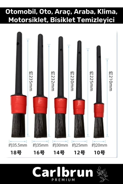 Premium Seri Pratik Islak Kuru Otomobil Oto Araç Araba Klima Temizlik Detay Fırçası 5+1 Set - 2