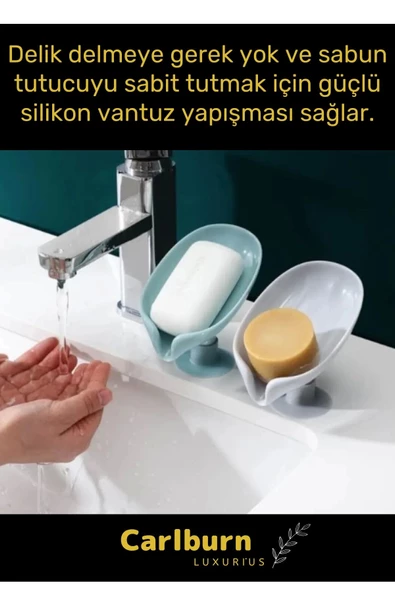 Özel Tasarım Tezgah Üstü Mutfak Banyo Bulaşık Lavabo Vantuzlu Su Tutmaz Giderli Katı Sabunluk - 3