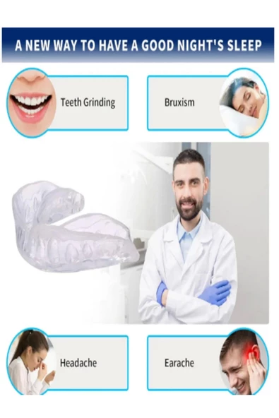 Özel Üretim Diş Çene Sıkma Gece Plağı Koruyucu Aparatı Önleyici Dişlik Uyku Aparatı Gıcırdatma - 3