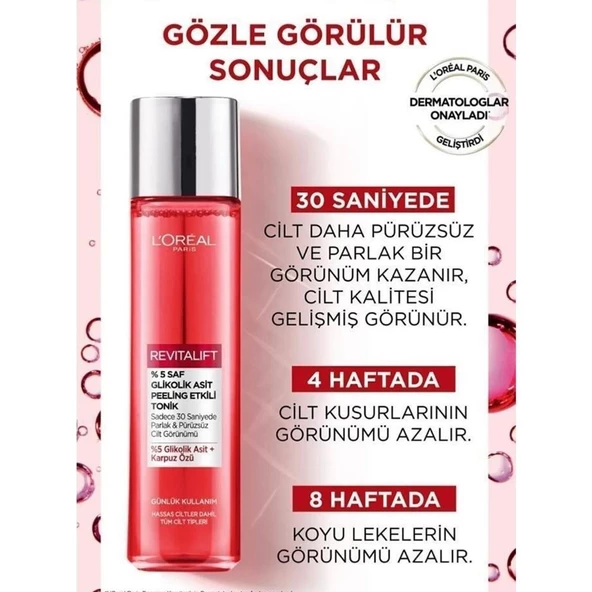L'Oreal Paris Revitalift Parlak&pürüzsüz, Koyu Leke Karşıtı Peeling Etkili Tonik, %5 Saf Glikolik Asit 180 ml - 2