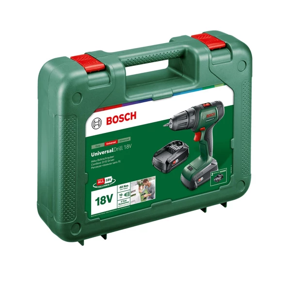 Bosch Universaldrill 18V  2 Akü 1,5 Ah Akülü Matkap Vidalama - 06039D4002 - 3