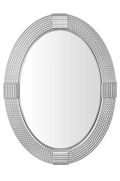 Dekoratif Oval Ayna Örgülü Model Gümüş Gri 77*64