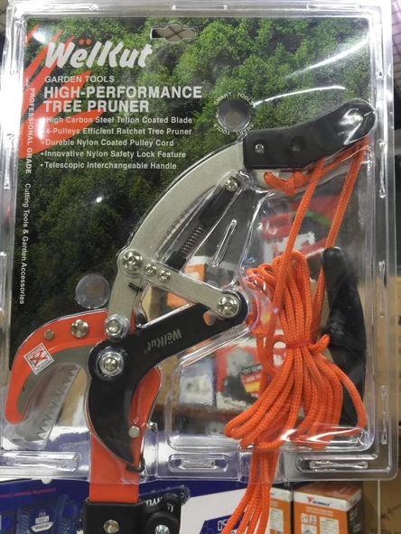 Welkut HC-811A-96 Teleskopik Yüksek Dal Budama Makası Makaralı 310 Cm. - 2