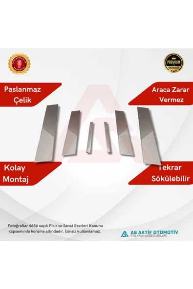 Fiat Egea SB/HB/SW Direk Nikelajı 6 Parça 2015 ve Üzeri Krom Paslanmaz Çelik - Resim 2