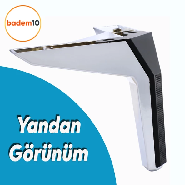 Moda Lüks Mobilya Oturma Grubu Kanepe Sehpa TV Ünitesi Koltuk Ayağı Baza Ayakları Krom Siyah 14 cm - 3
