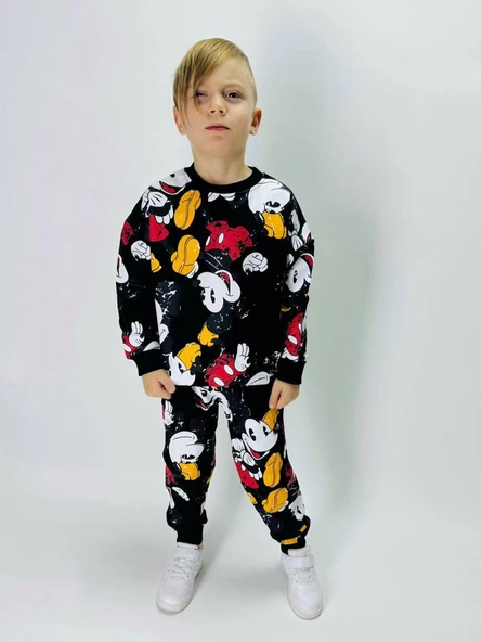 ERKEK ÇOCUK MİCKEY 2 İPLİK PAMUK RİBANALI EŞOFMAN TAKIMI - 3