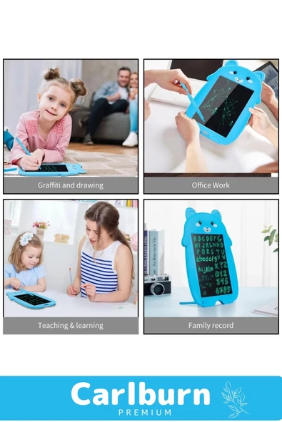 Lcd Ekranlı Kalemli Dijital Çizim Yazı Tahtası Boyama Resim Ayıcıklı Akıllı Tablet 8,5 Inç - 5