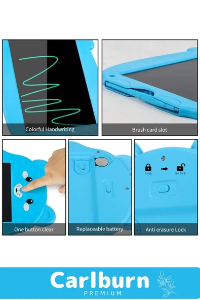 Lcd Ekranlı Kalemli Dijital Çizim Yazı Tahtası Boyama Resim Ayıcıklı Akıllı Tablet 8,5 Inç - 4
