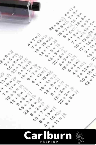 Özel Üretim Mürekkepli Test Alıştırma Matematik Çocuk Okul Toplama İşlemi Alıştırma Test Kaşesi - 3