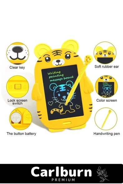 Premium Lcd Ekranlı Kalemli Dijital Çizim Yazı Tahtası Boyama Resim Ayıcıklı Akıllı Tablet 8,5 Inç - 2