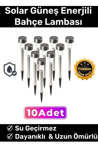 Premium Kablosuz Su Geçirmez Dayanıklı Şık Solar Güneş Enerjili Bahçe Lambası Saplama 30cm 10 Adet