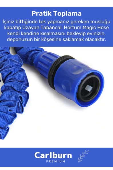 Özel Üretim Dolaşmaz Kırılmaz 7 Kademeli Uzayan Bahçe Sulama Araç Yıkama Tabancalı 15 Metre Hortum - 4