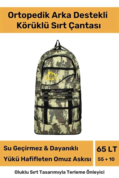 Ortopedik Su Geçirmez Konfor Modeli Fermuarlı Büyük Boy Çok Gözlü Bölmeli Kamp Outdoor Sırt Çantası