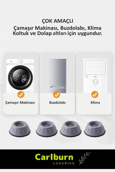 Özel Üretim Gürültü Engelleyici Titreşim Önleyici Kauçuk Çamaşır Bulaşık Makinesi 4 Adet Ayak Pedi - 6