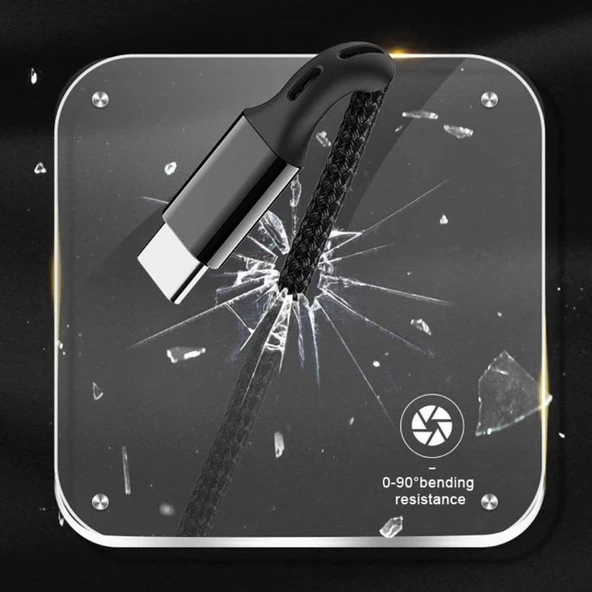 Joyroom S-M351 Naylon Örgülü Type-C  Şarj ve Data Kablosu 1m Gold - Resim 3