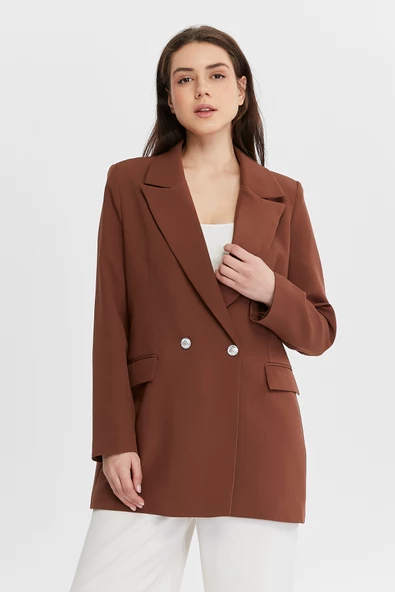 Oversize Dokuma Blazer Ceket - 3