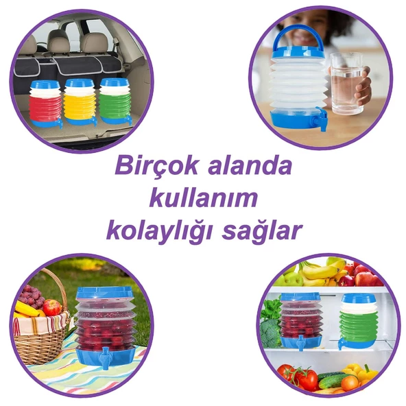 Su Sebili Ayran Meşrubat Içecek Bidonu Sebil Katlanabilir Musluklu Termos Çeşmeli Körüklü 5.5 Litre - 2