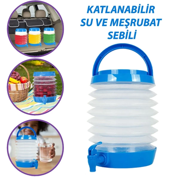 Su Sebili Ayran Meşrubat Içecek Bidonu Sebil Katlanabilir Musluklu Termos Çeşmeli Körüklü 5.5 Litre
