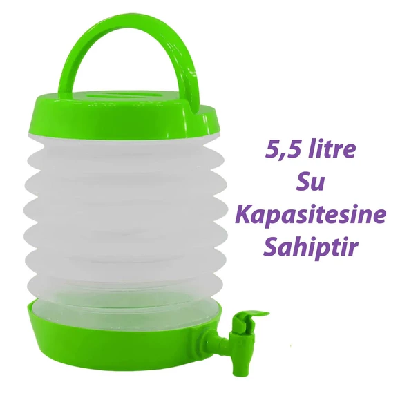 Su Sebili Ayran Meşrubat Içecek Bidonu Sebil Katlanabilir Musluklu Termos Çeşmeli Körüklü 5.5 Litre - 5