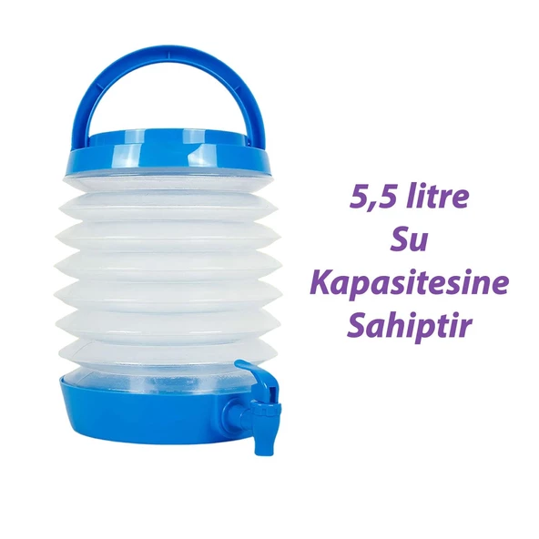 Su Sebili Katlanabilir Termos Çeşmeli Körüklü 5.5 Litre Piknik Kamp Su Ayran Meşrubat Içecek Bidonu - Resim 5